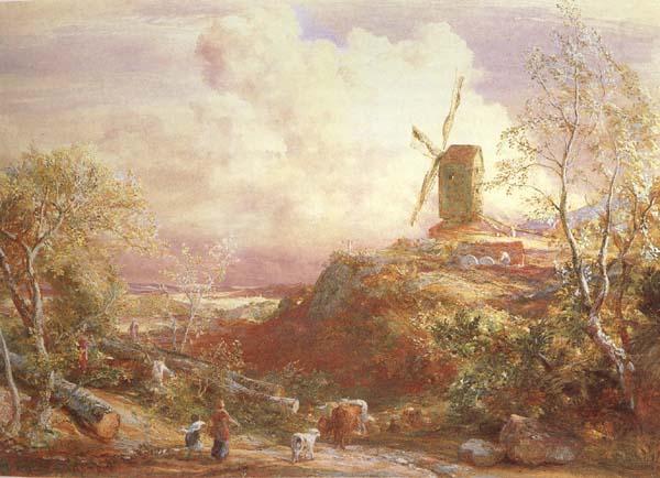 Samuel Palmer,OWS Landscape with Windmill,Figures and Cattle (mk46) china oil painting image